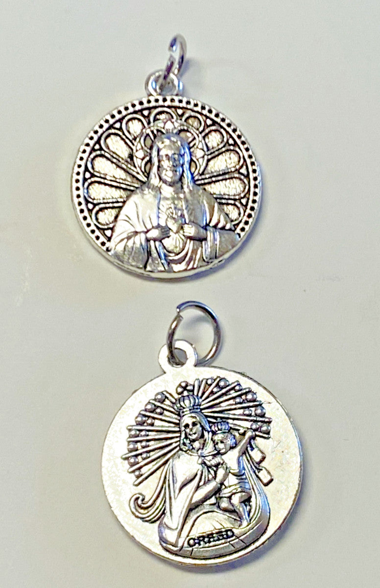 Sacred Heart of Jesus and Our Lady of Mount Carmel medal, Christian collectible with detailed religious imagery, by Bob and Penny Lord