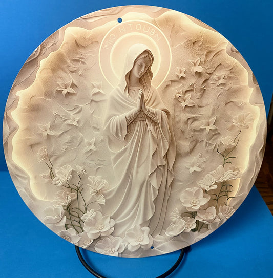 Heavenly Mother Mary Aluminum 8" Round Image, New #ALM-03-gftshp
