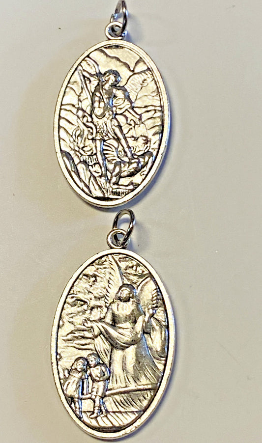 Saint Michael the Archangel & Guardian Angel 2 Sided Medal,  New MD-061