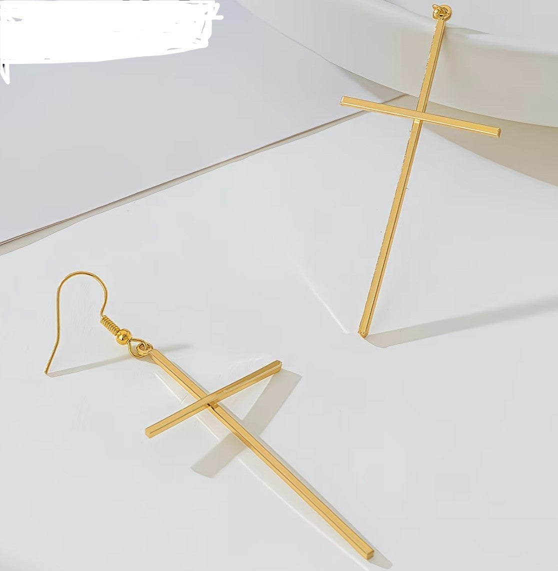Gold Plated 3.19" Dangle Cross Earrings, New #Gftshp-98 - Journeys of Faith