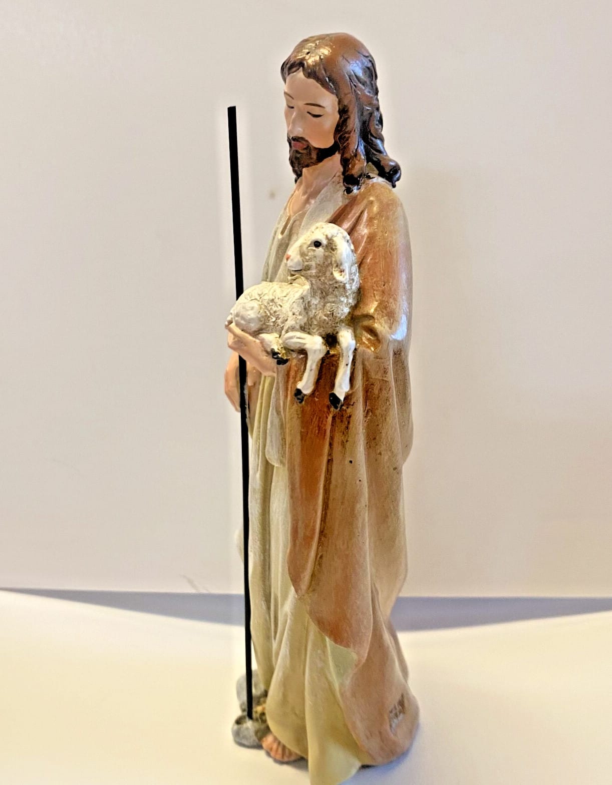 Good Shepherd 4-inch resin statue by Journeys of Faith, a Christian religious collectible representing spirituality and faith.
