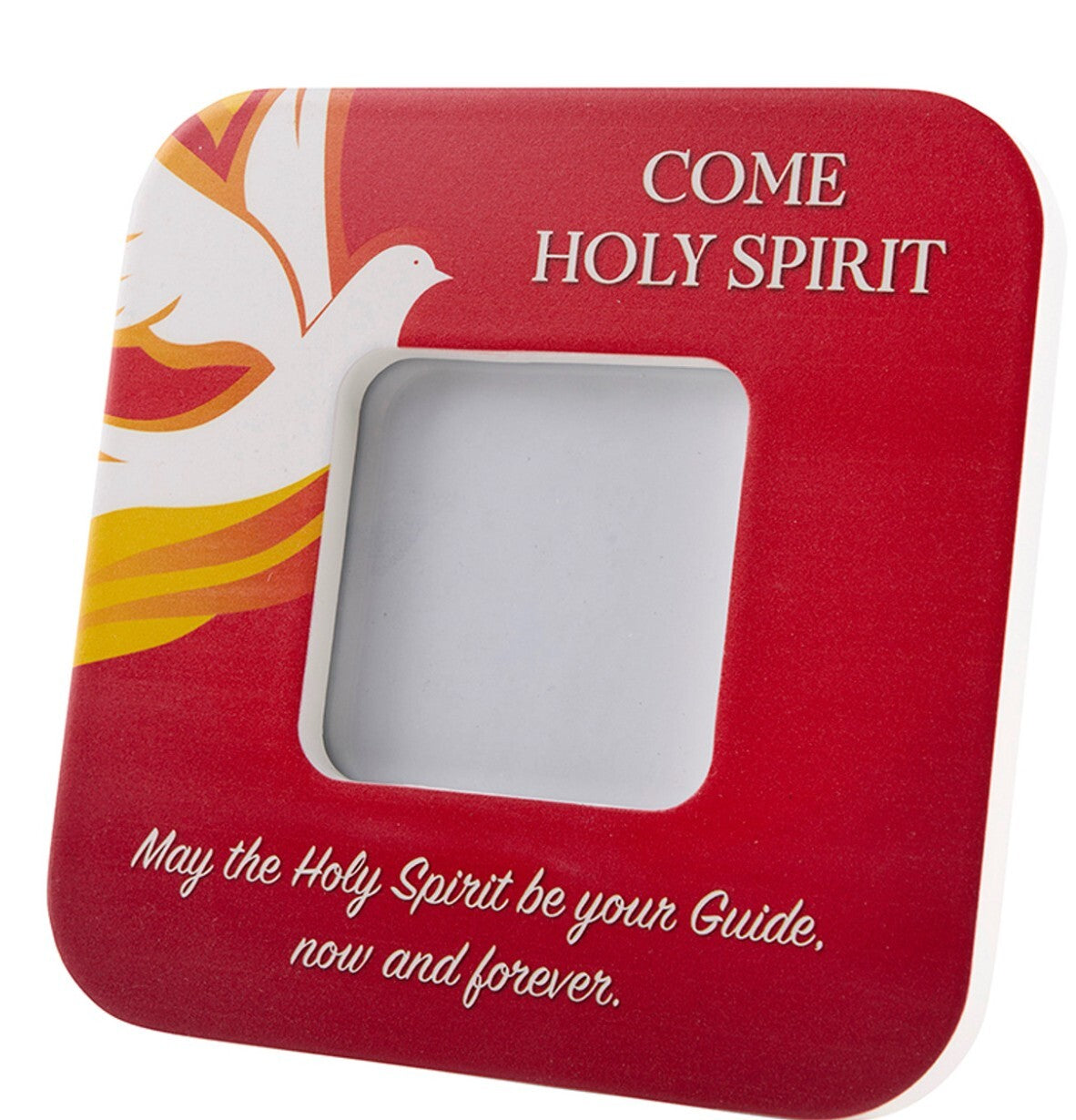 Wood photo frame for confirmation picture, 5.75-inch square, unbranded home décor frame with a natural wood finish.