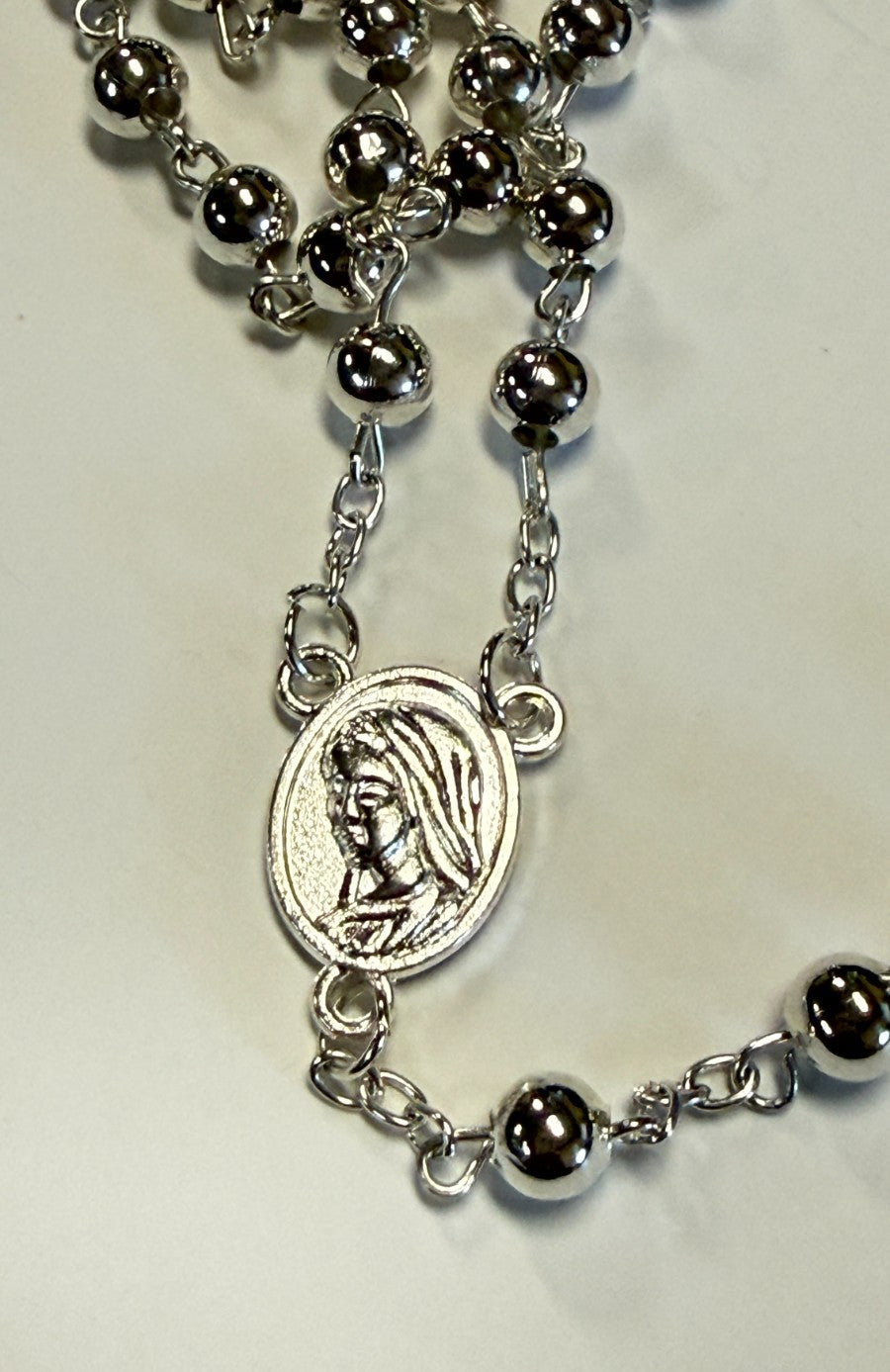 Blessed Mother  + Divine Mercy  .925 Silver Rosary,  New #Gftshp-155