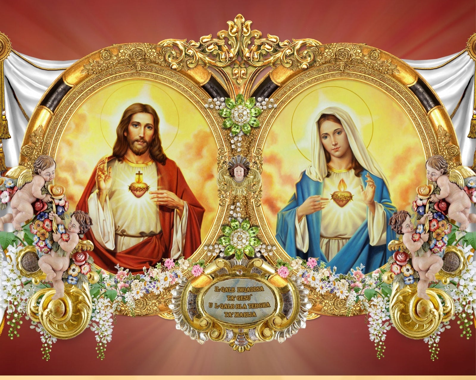 Hearts of Jesus and Mary 8 by 10 Print - Journeys of Faith