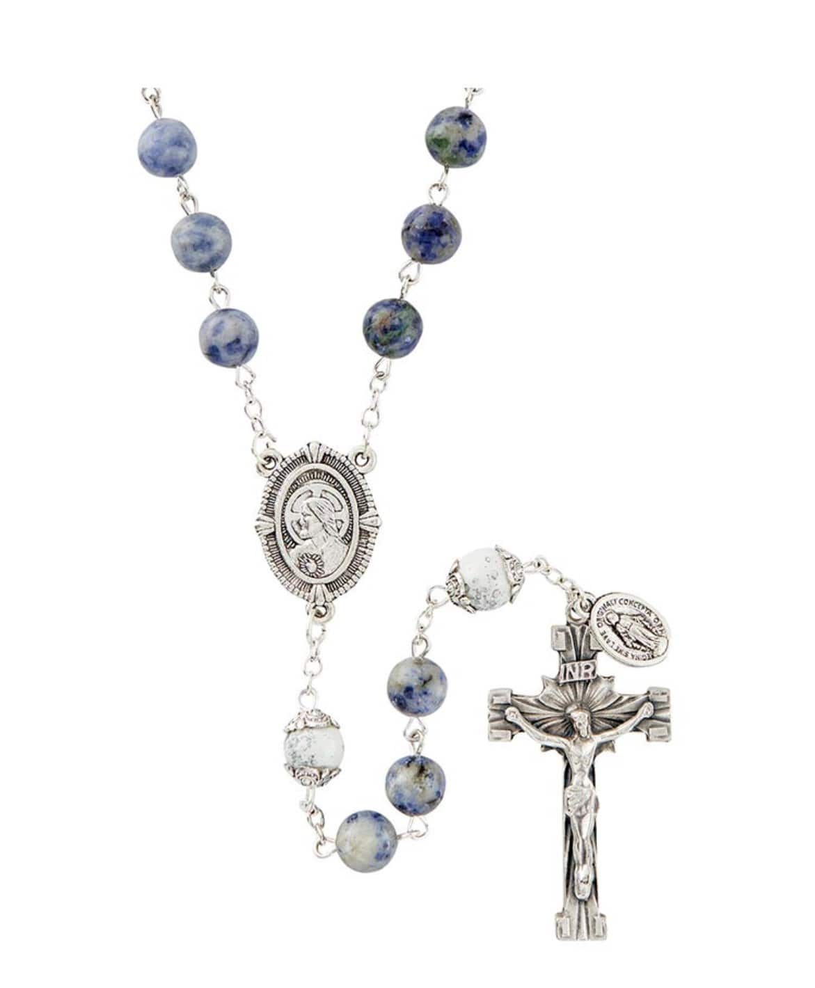 Blue Spot Stone Beads Rosary, New #Gftshp-55 Journeys of Faith Collectibles:Religion & Spirituality:Christianity:Rosaries