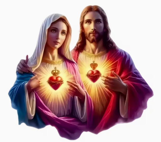 Sacred Hearts of Jesus & Mary Vinyl  Sticker,  New #Gftshp-257