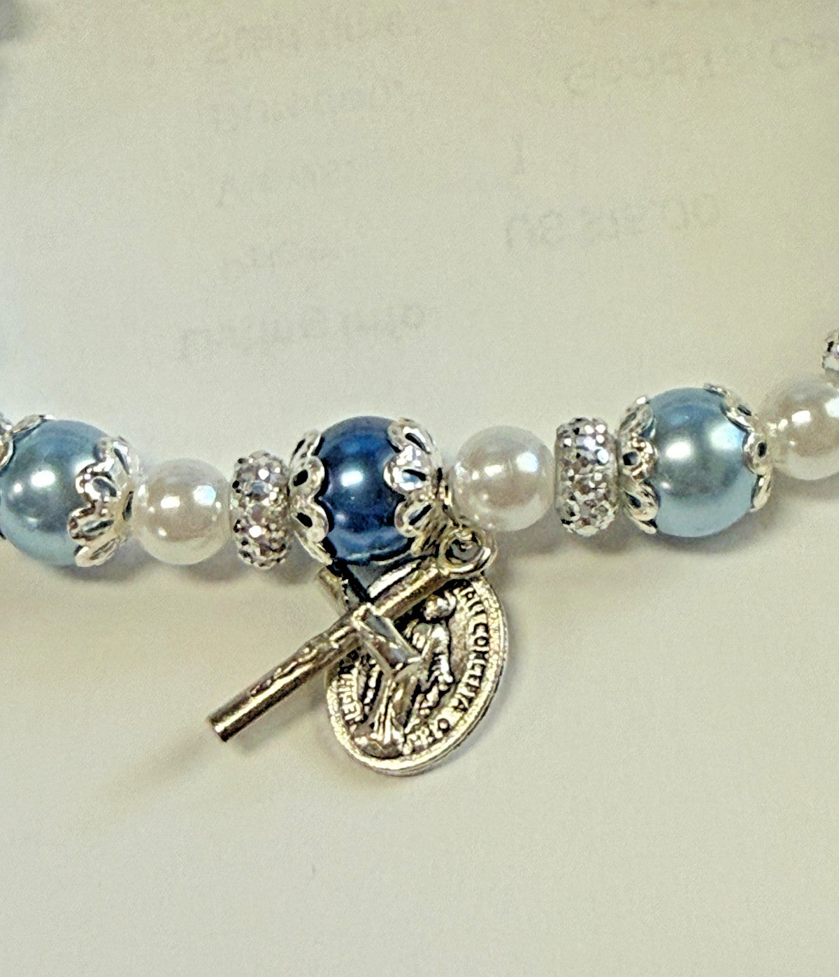 Light Blue and  White Imitation  Pearl Bead Bracelet, New #Gftshp-273 - Journeys of Faith