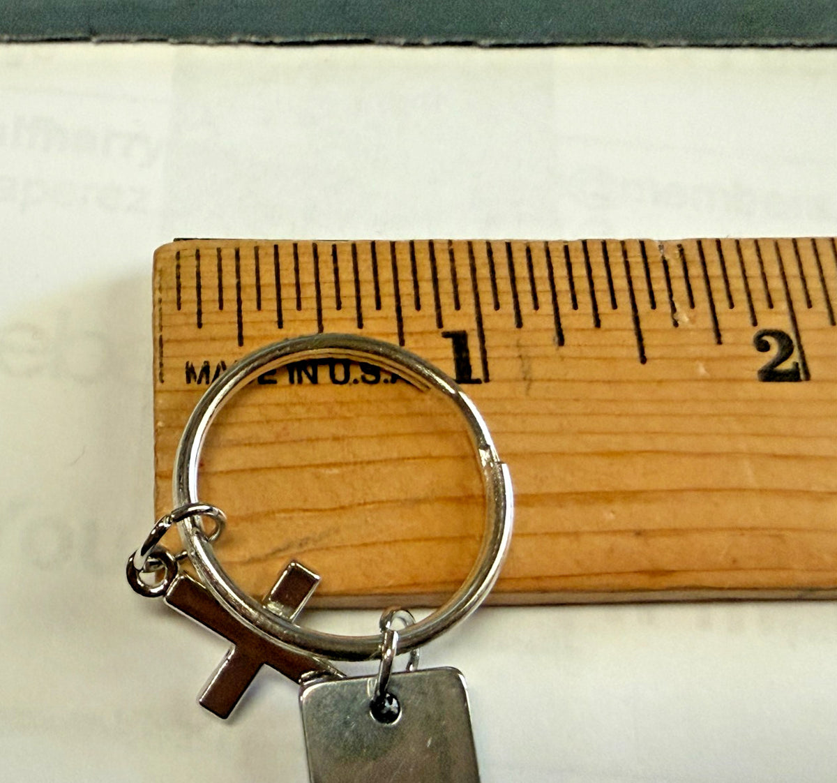Key Ring with hanging cross, bar with " Let God Lead", New #Gftshp-265
