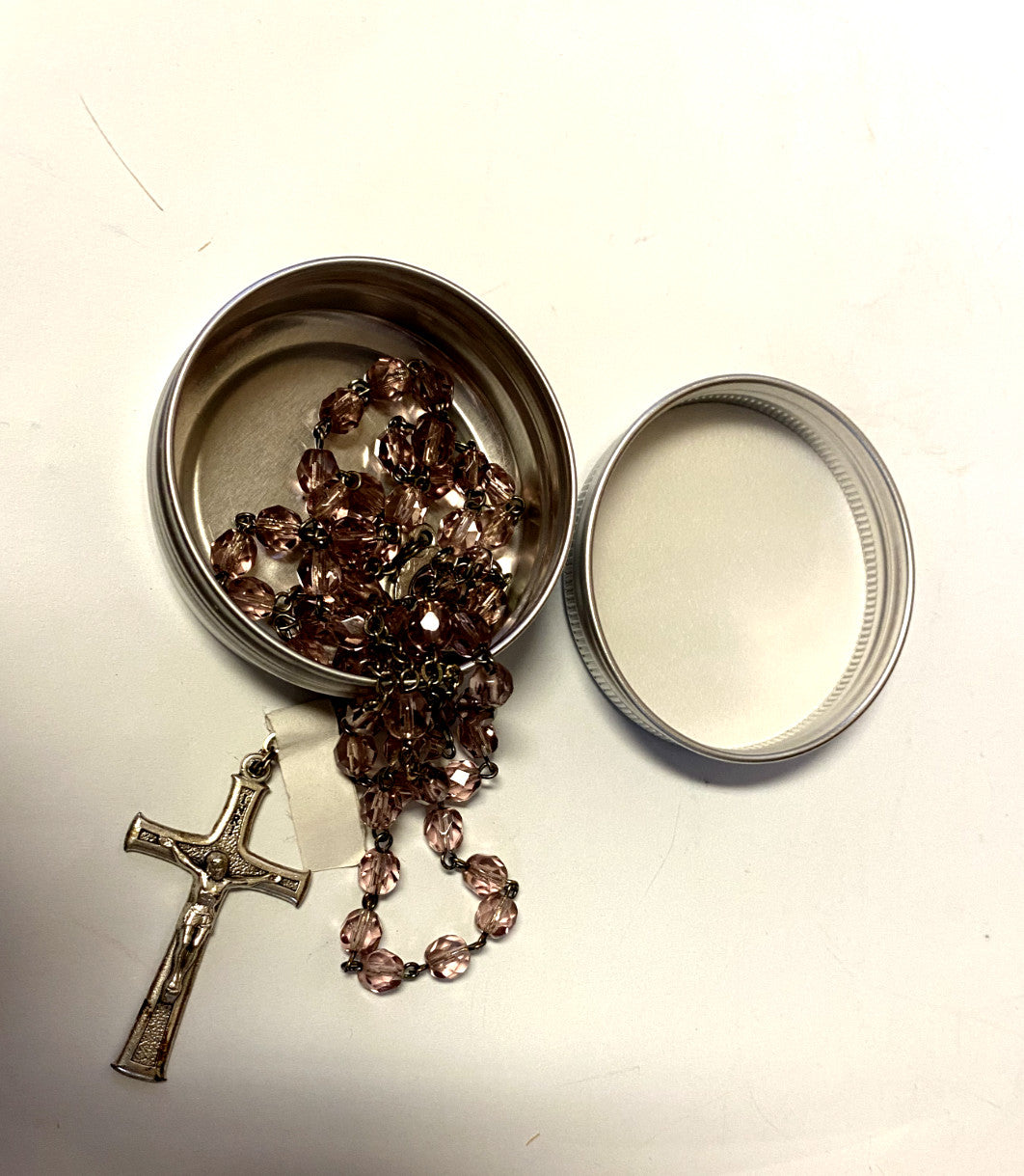 Saint Joseph rosary tin case by Bob and Penny Lord, featuring religious collectibles for Christianity and spirituality.