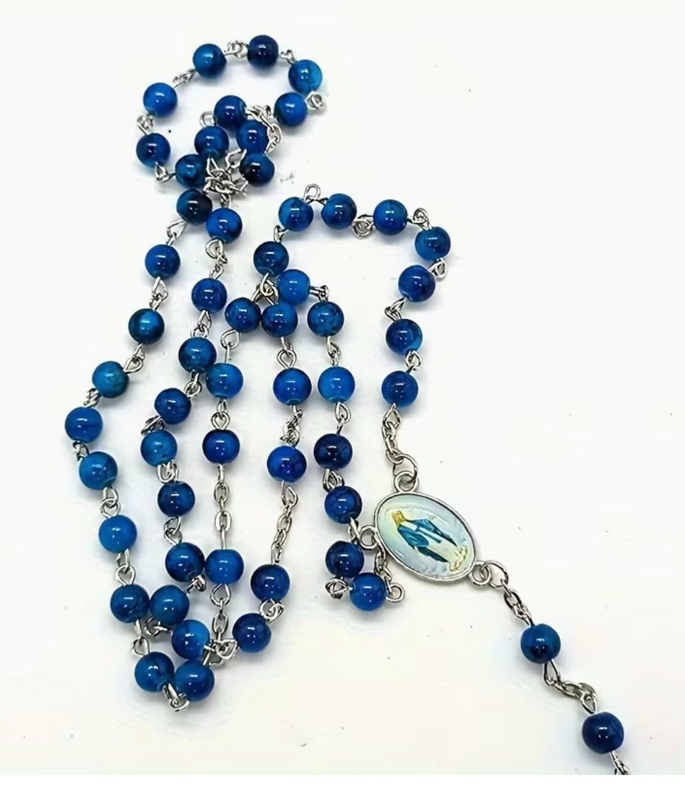O.L. of  the Miraculous Medal Light Blue Rosary,  New  #Gftshp-120 - Journeys of Faith