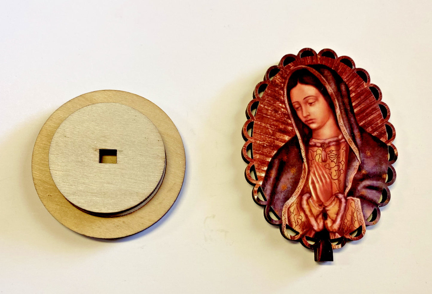 Our Lady of Guadalupe Scalloped 3.5" Wood Image, New #AB-299-R2 - Journeys of Faith