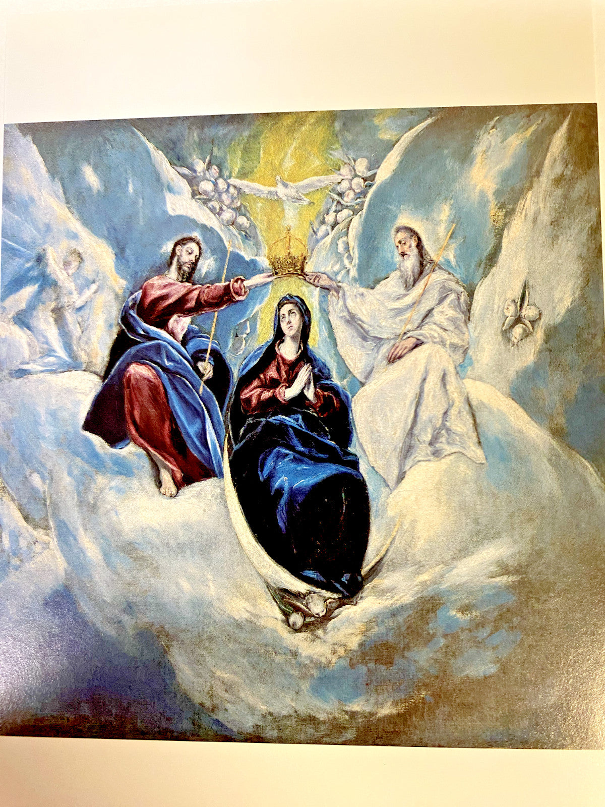 6-inch x 4-inch religious print of the Virgin Mary Coronation by Bob and Penny Lord, featuring detailed Christian religious imagery.