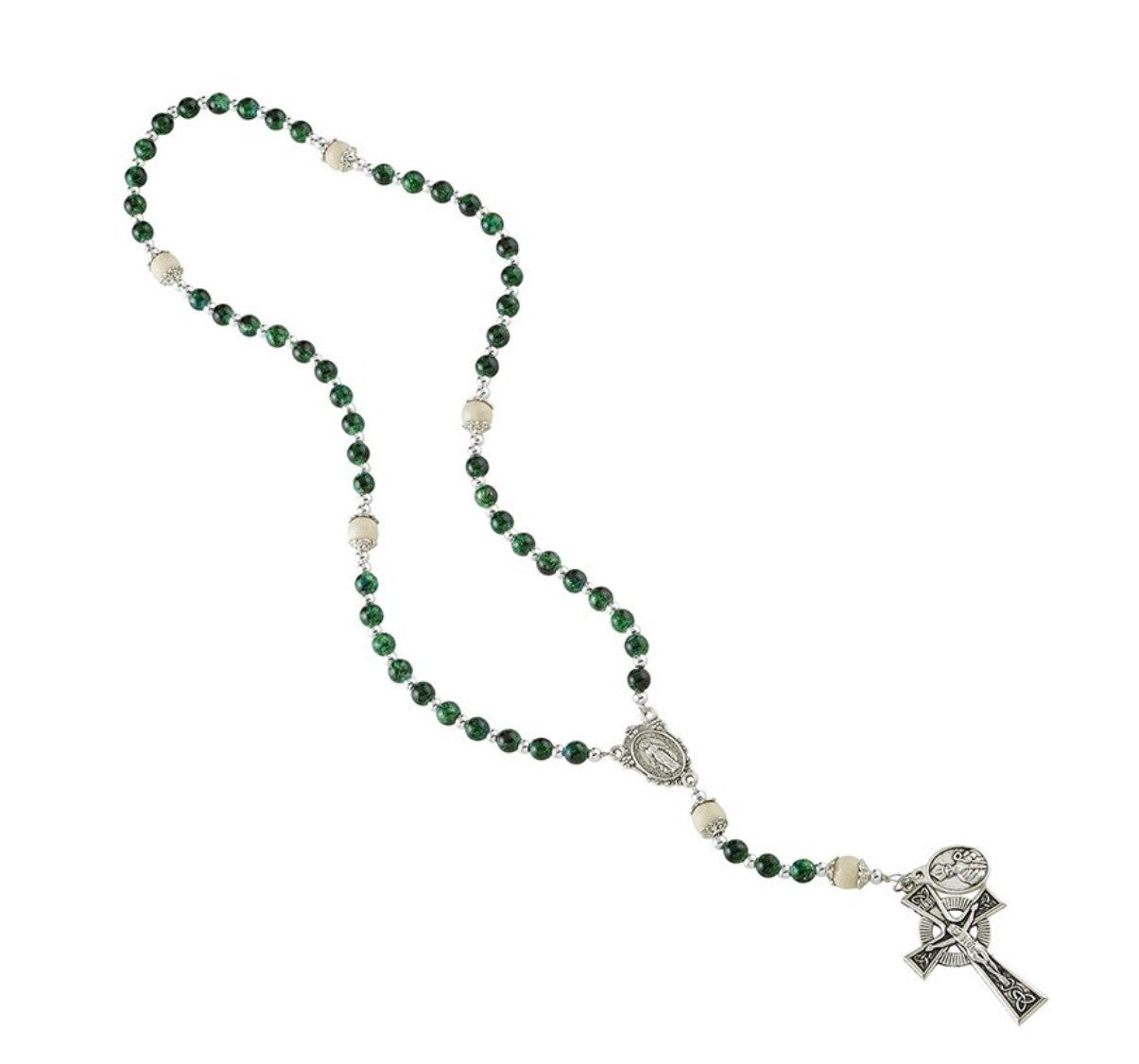 St Patrick Green Marbled Rosary,  New Gftshp-64 - Journeys of Faith