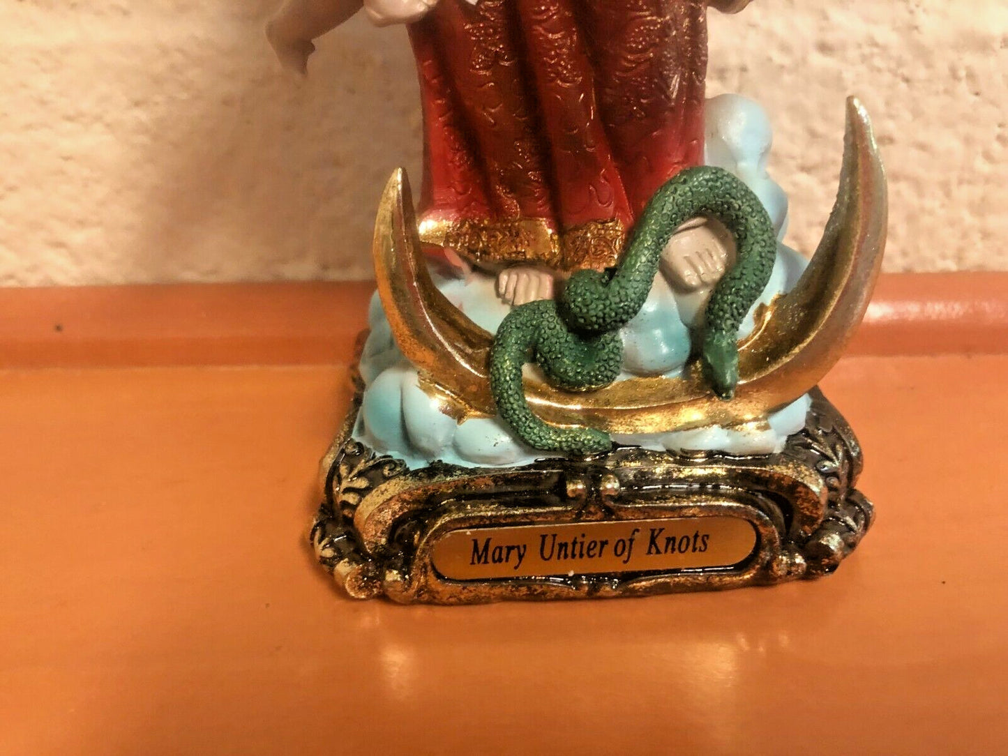 8-inch Our Lady Undoer of Knots statue by Bob and Penny Lord, depicting the religious figure with detailed craftsmanship