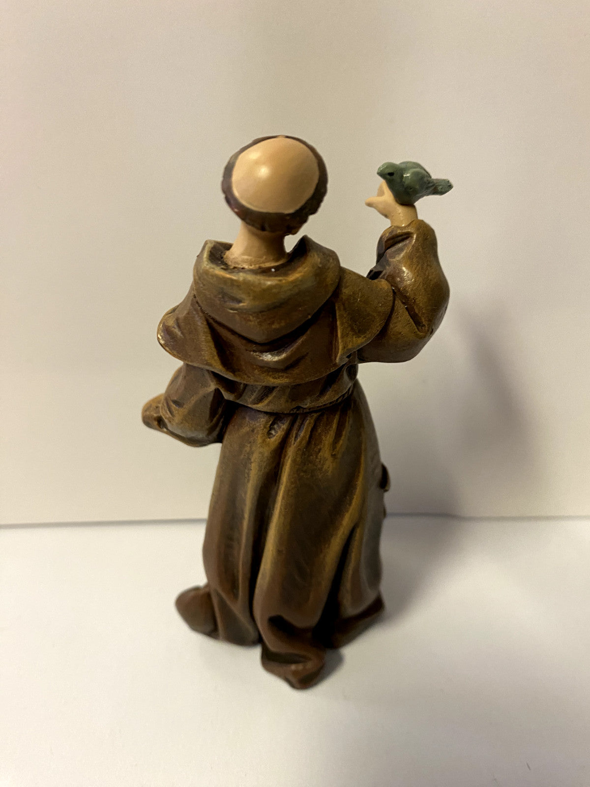 Small 4-inch Saint Francis of Assisi statue by Bob and Penny Lord, Christian collectible figurine for religious display.