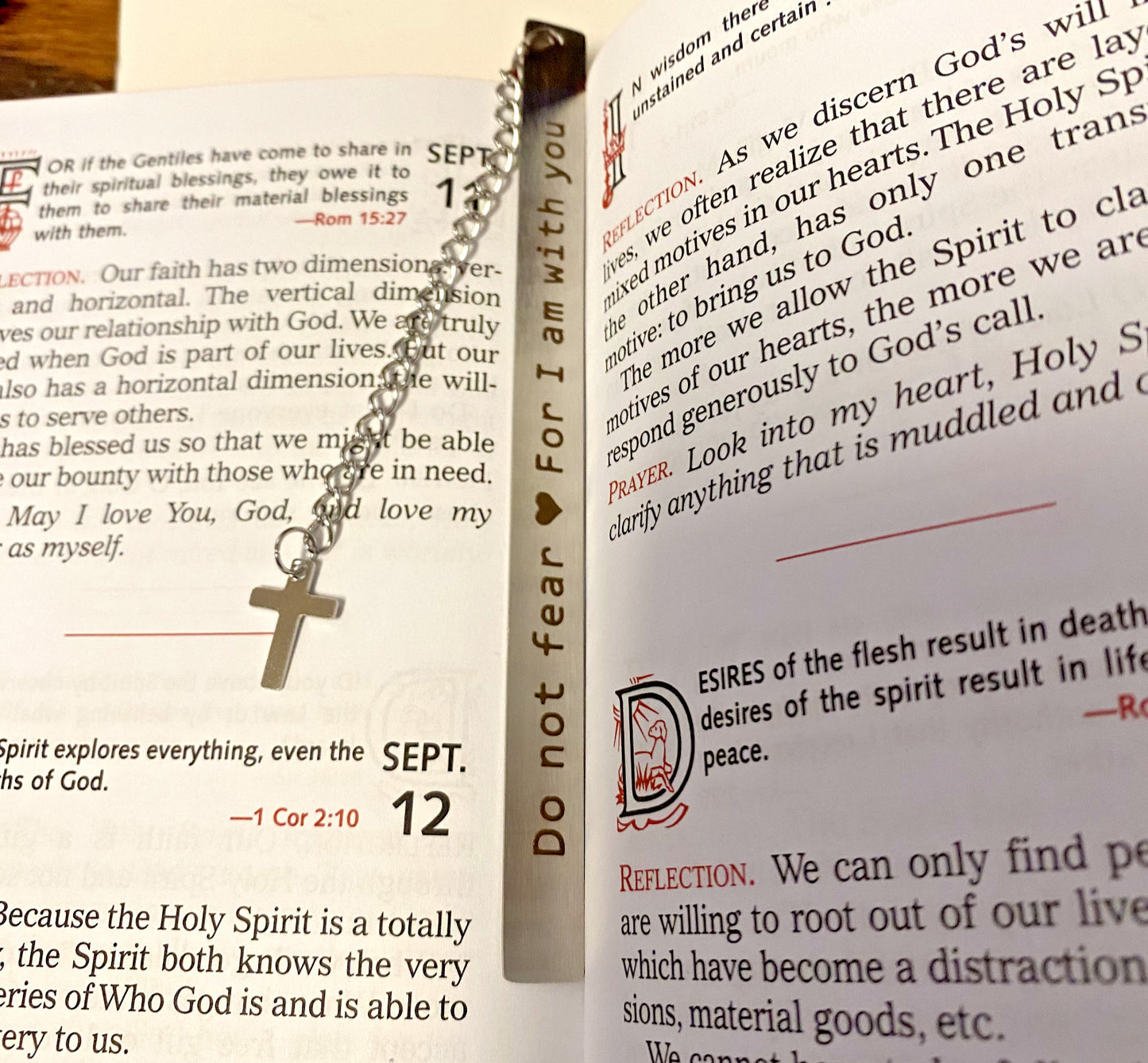 Stainless Steel 5" Bookmarker with Cross Pendant,  New #AB-51-A - Journeys of Faith
