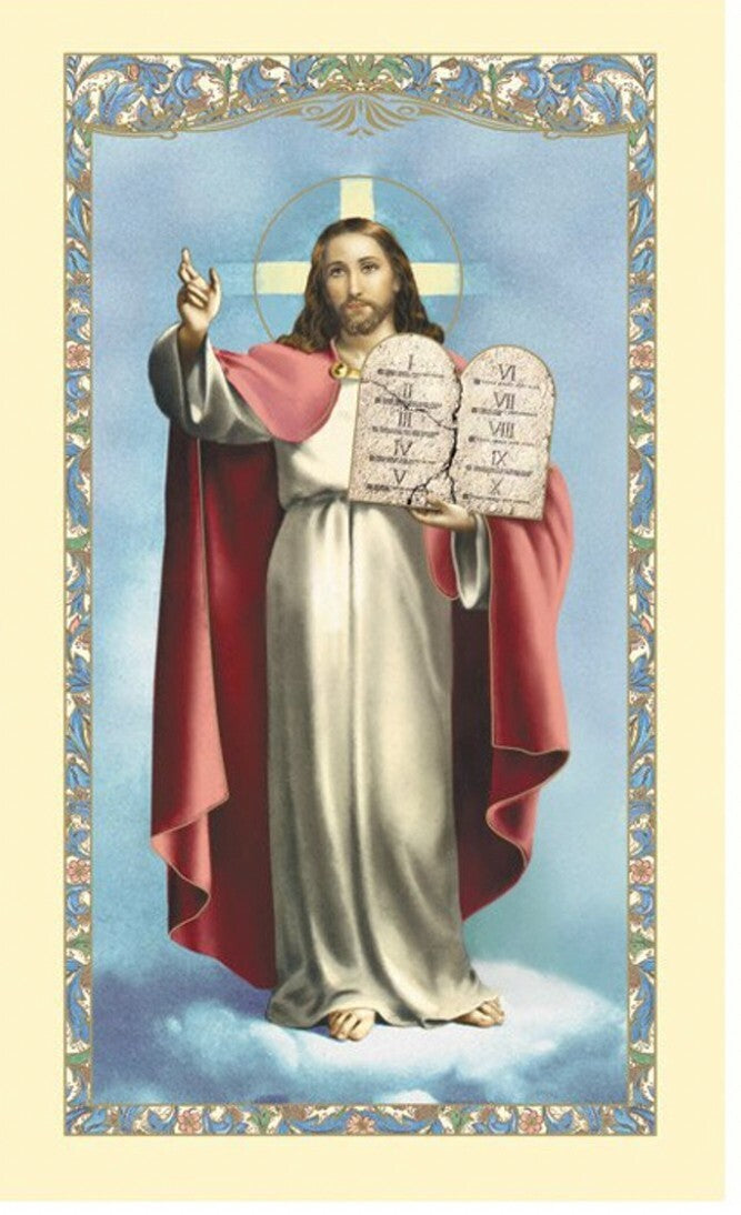 Laminated "The Beatitudes" Holy Card with image of Jesus, Christian religious collectible by Bob and Penny Lord Journeys of Faith.