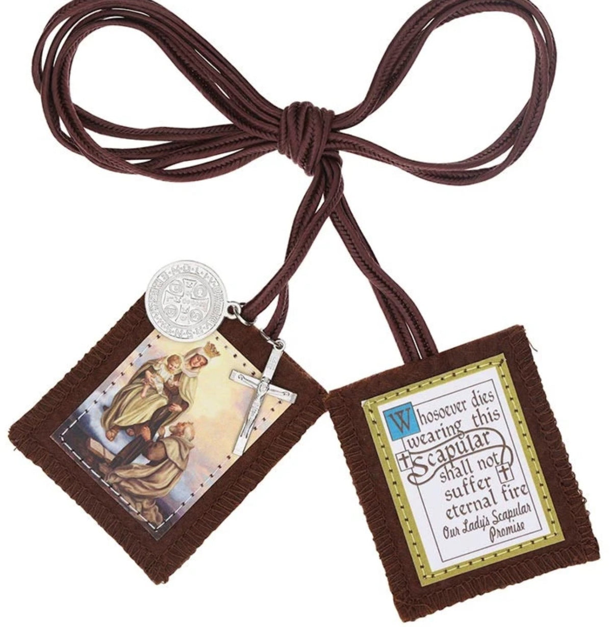 Our Lady of Mt Carmel & St Simon Stock Brown Scapular, New #AB-441-R2