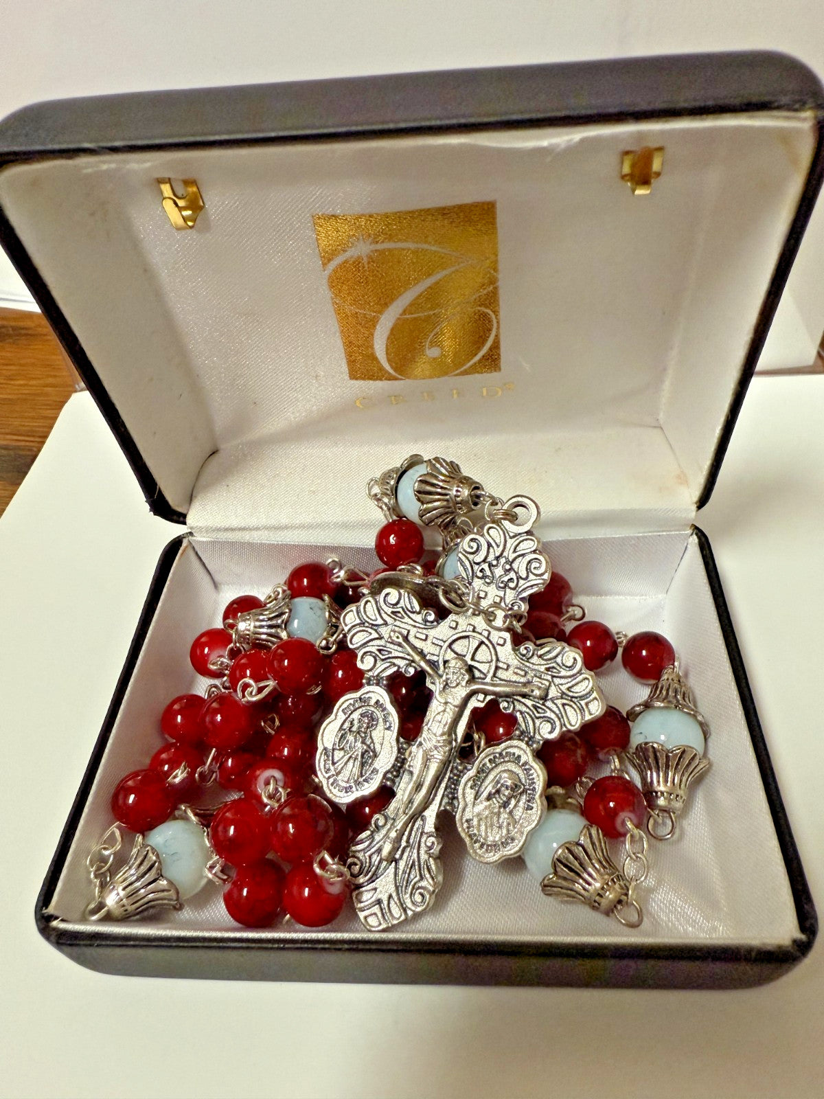Saint Sister Faustina + Divine Mercy Dual Medal Crucifix Rosary, New #Gftshp-113 - Journeys of Faith