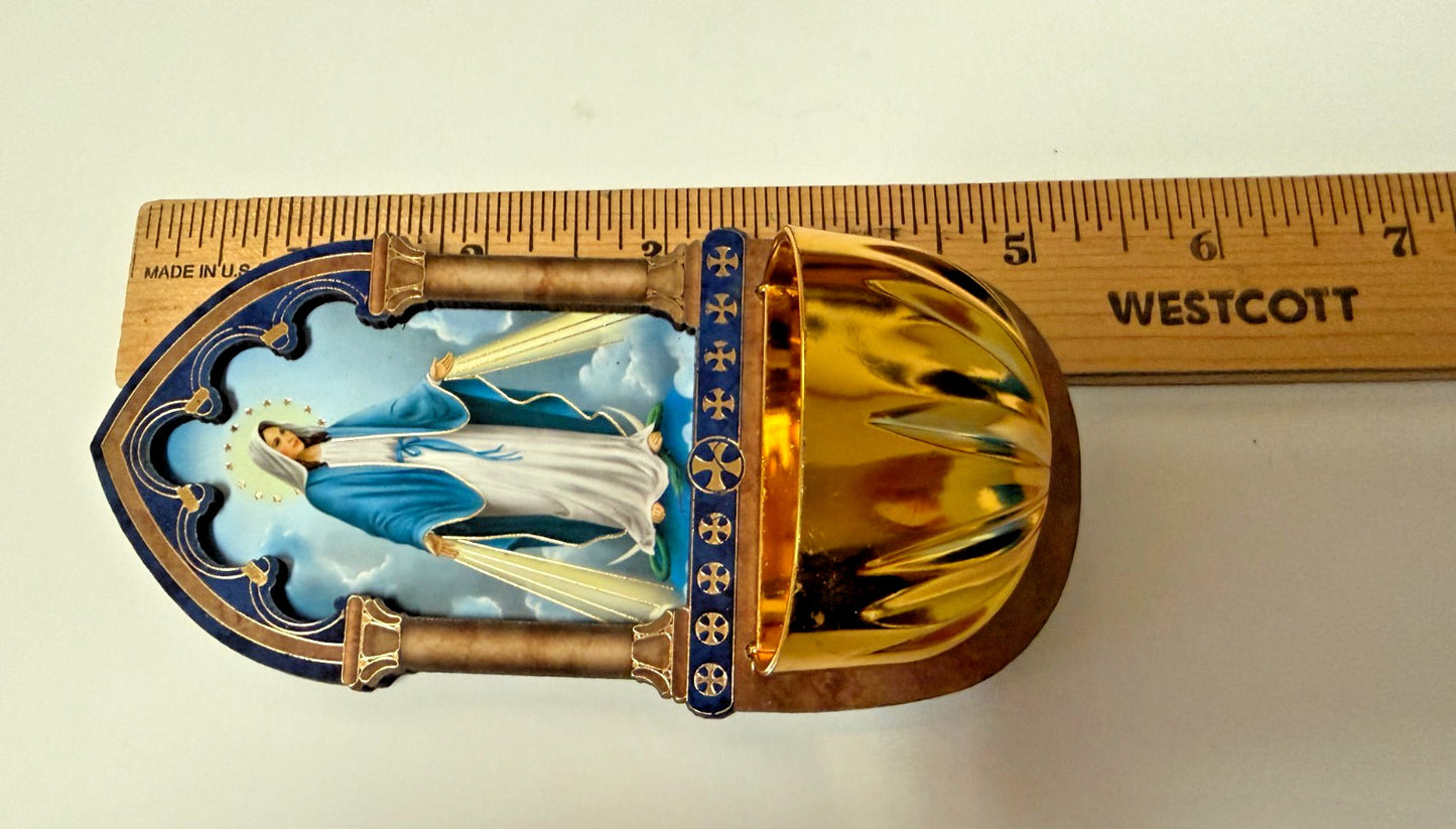 Our Lady of Grace Laser Wood Holy Water 5" Font, New #Gftshp-194