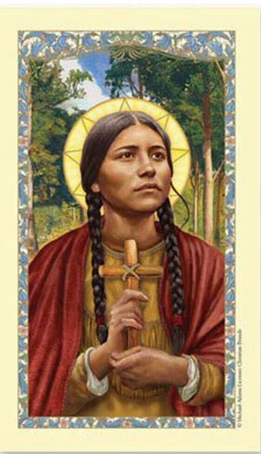 Saint Kateri Tekakwitha Laminated Prayer Card, New #PCL-46