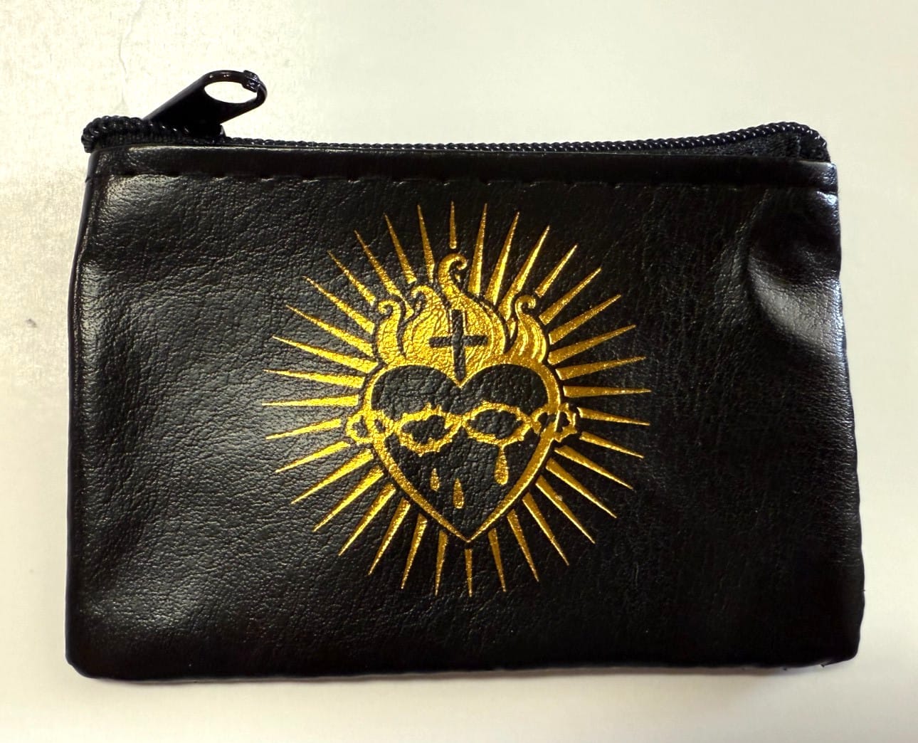 Sacred Heart Black 3" Zip Rosary Pouch, New #AB-329-R2-A Unbranded Clothing, Shoes & Accessories:Women:Women's Bags & Handbags