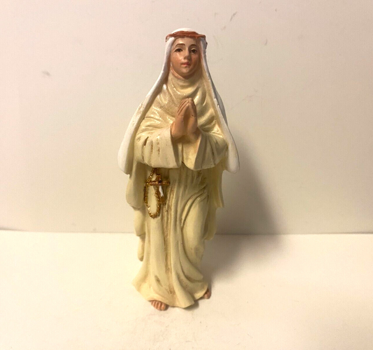 Small Saint Catherine of Siena statue, 3.75 inches, with prayer card, from Bob and Penny Lord, collectible Christian religious figure.