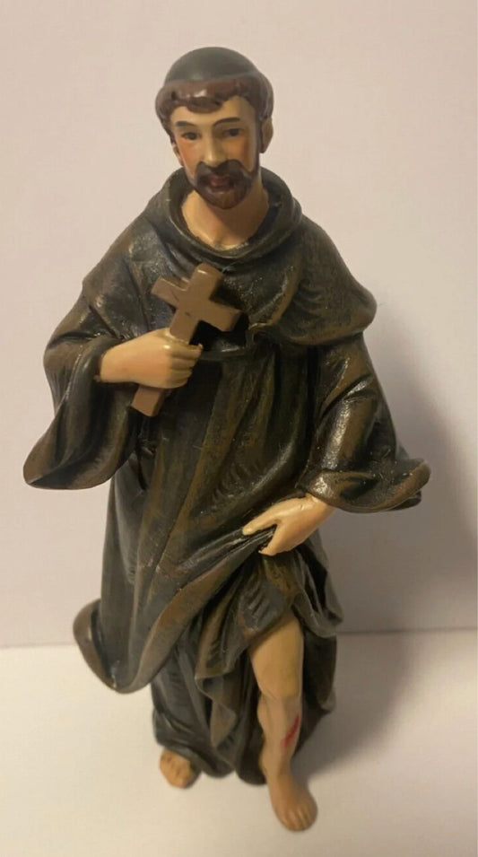 Colorful 4-inch Saint Peregrine statue by Bob and Penny Lord, depicting the Cancer Saint with detailed religious features.
