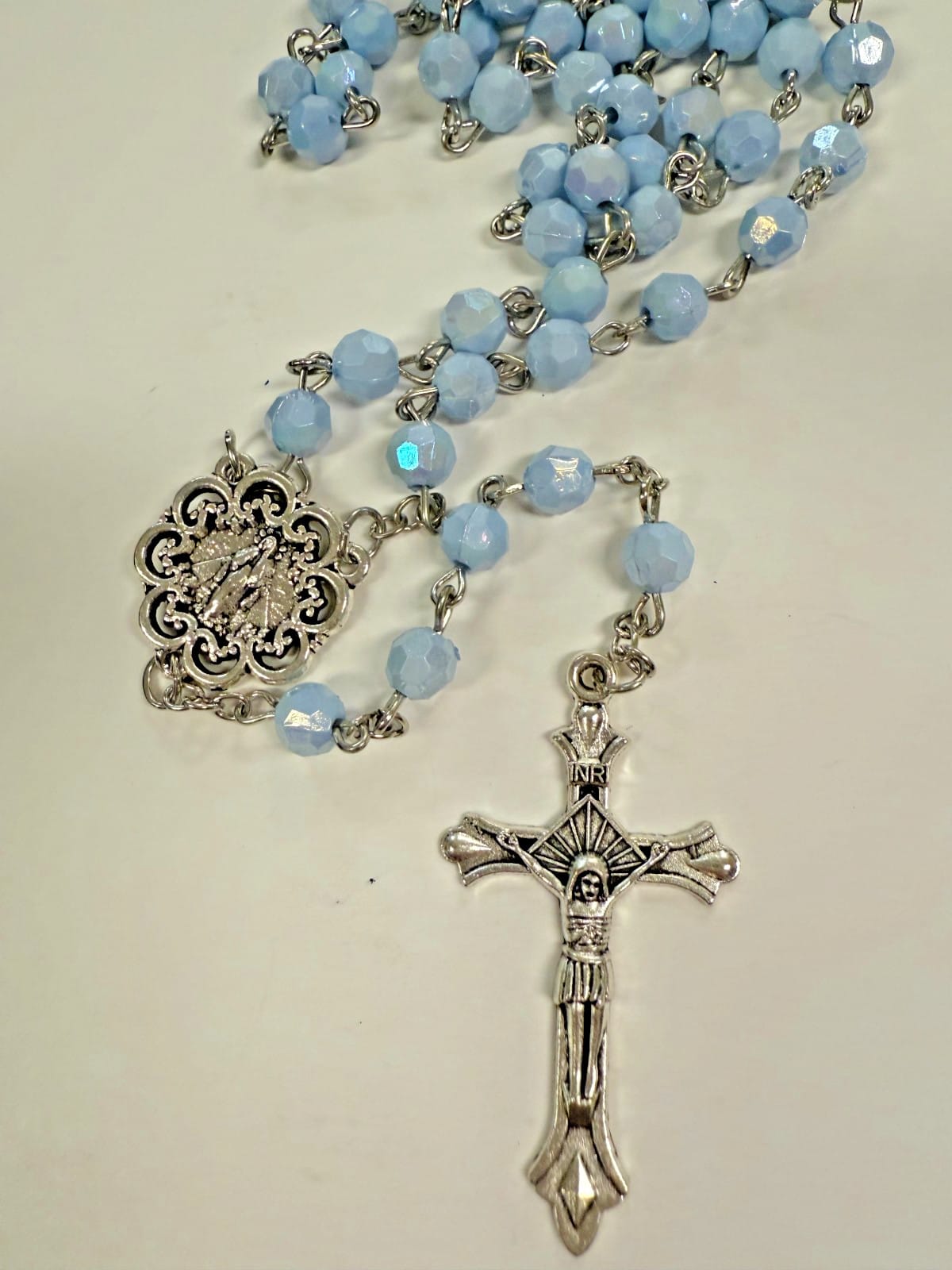 Iridescent Light Blue Rosary, New Gftshp-62 Journeys of Faith Collectibles:Religion & Spirituality:Christianity:Rosaries