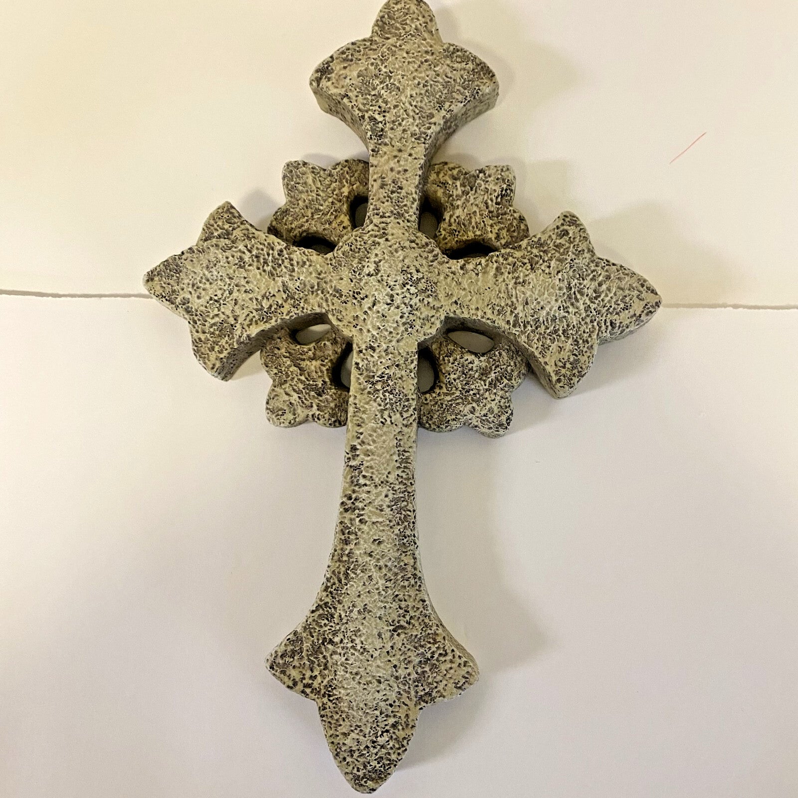 Fleur-De-Lis style 11.75-inch wall cross by Bob and Penny Lord Journeys of Faith, with intricate Christian crucifix design.