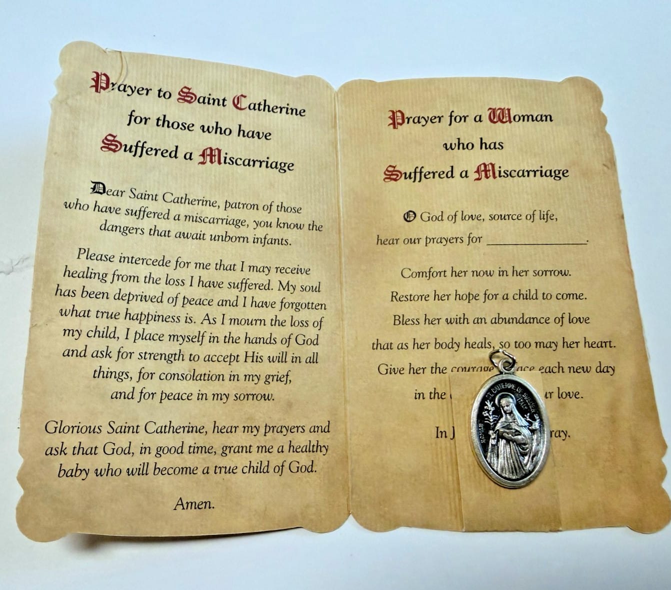 Saint Catherine of Sweden Patron of Miscarriage Card with Medal, New #PCM-34