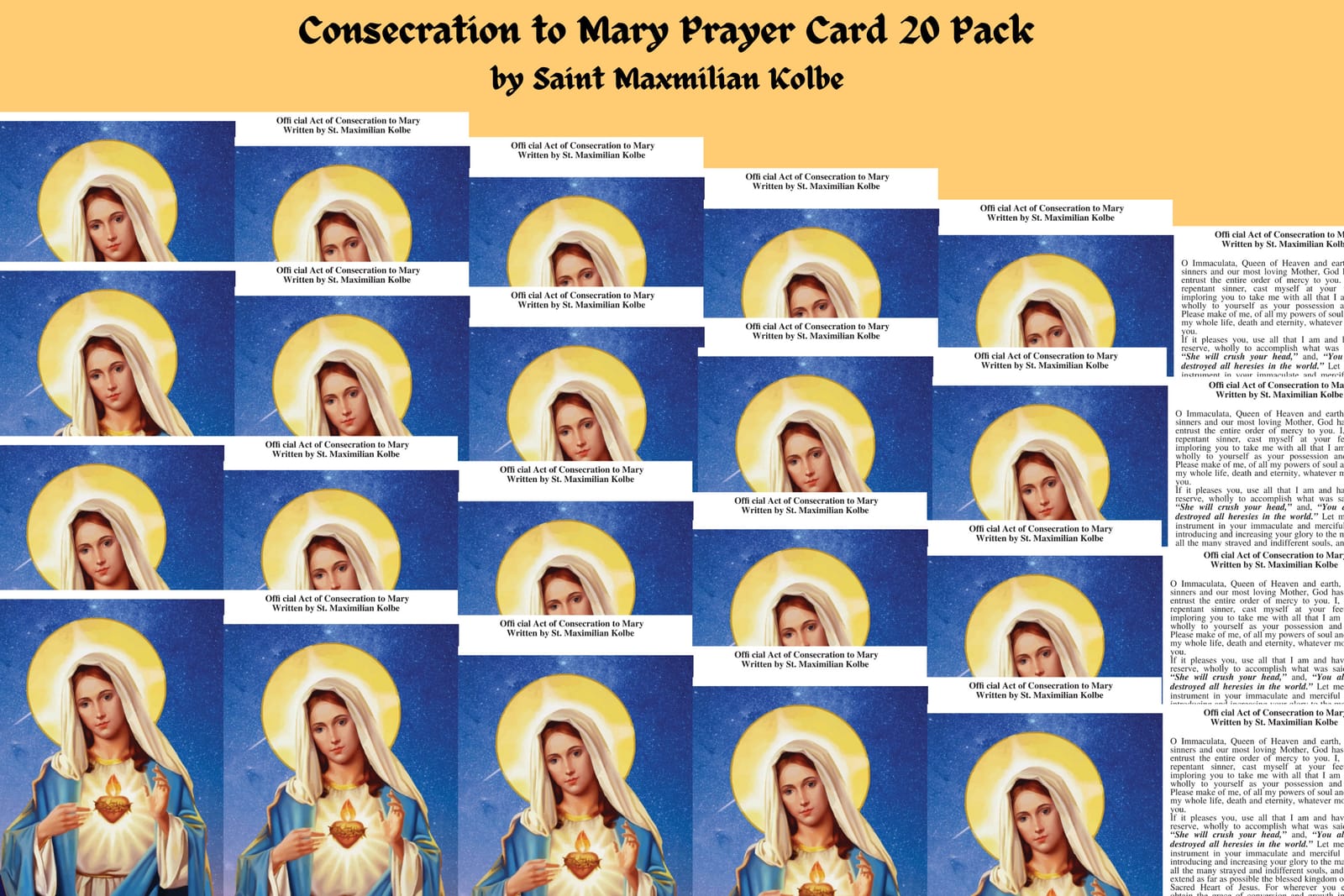 Consecration to Mother Mary Prayer Card Laminated Journeys of Faith Art:Art Prints