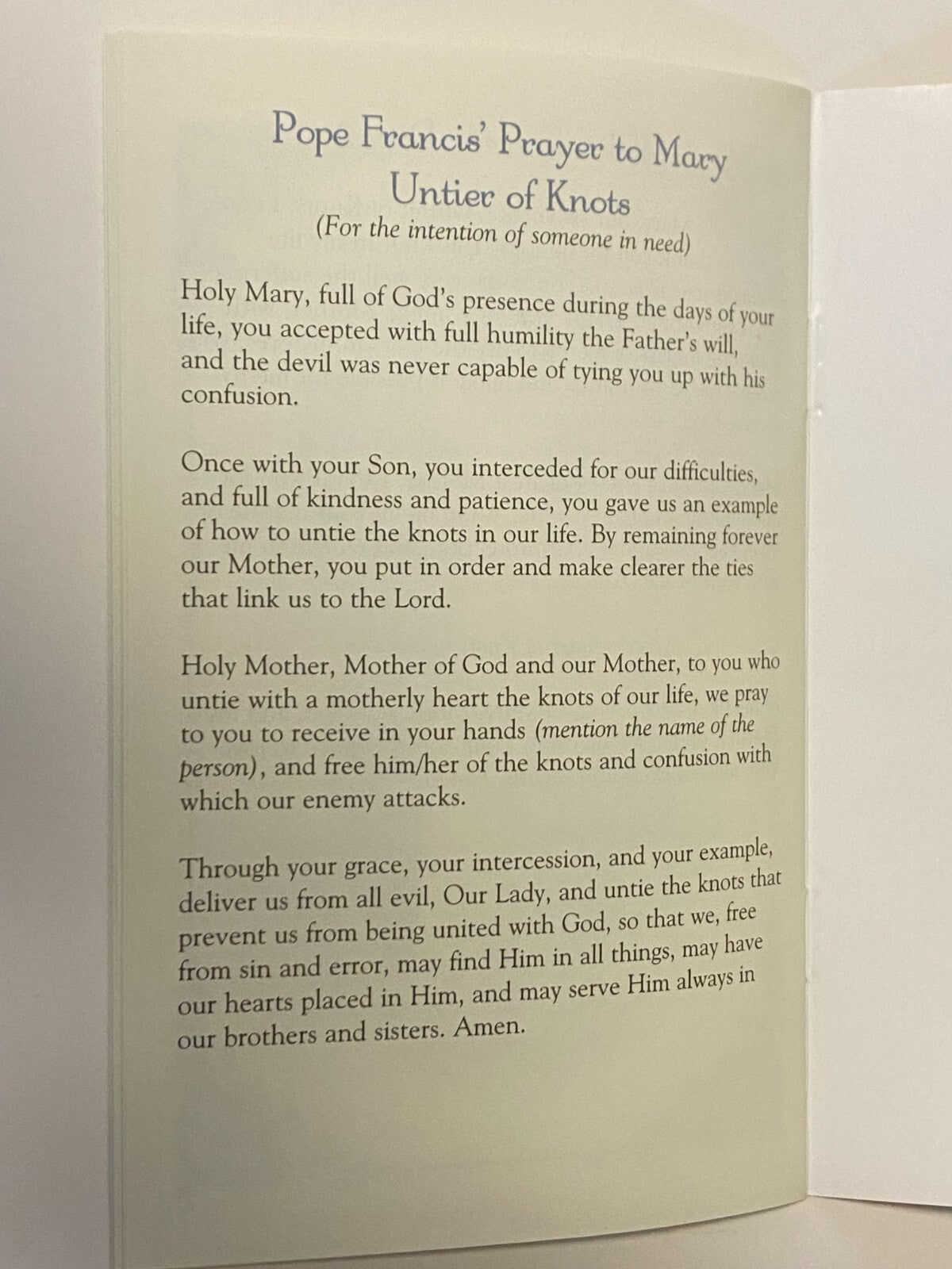 Our Lady Undoer (Untier) of Knots Novena Booklet, New