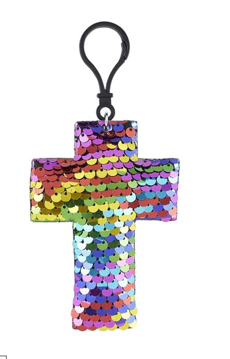 Sequin Cross 3.75" with Clip, New, #AB-055 - Journeys of Faith
