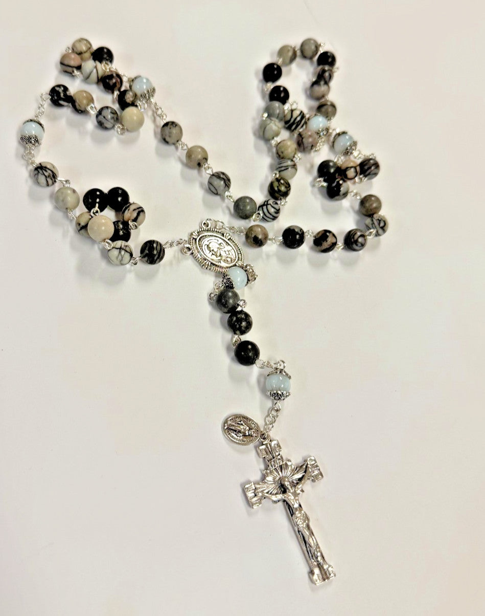 Zebra Japer Stone Beads Rosary, New #Gftshp-56 - Journeys of Faith