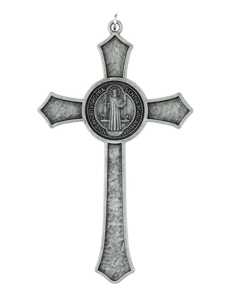 Saint Benedict 5.75" Antique Silver(Dark Gray) Crucifix,  New #AB-434-R2
