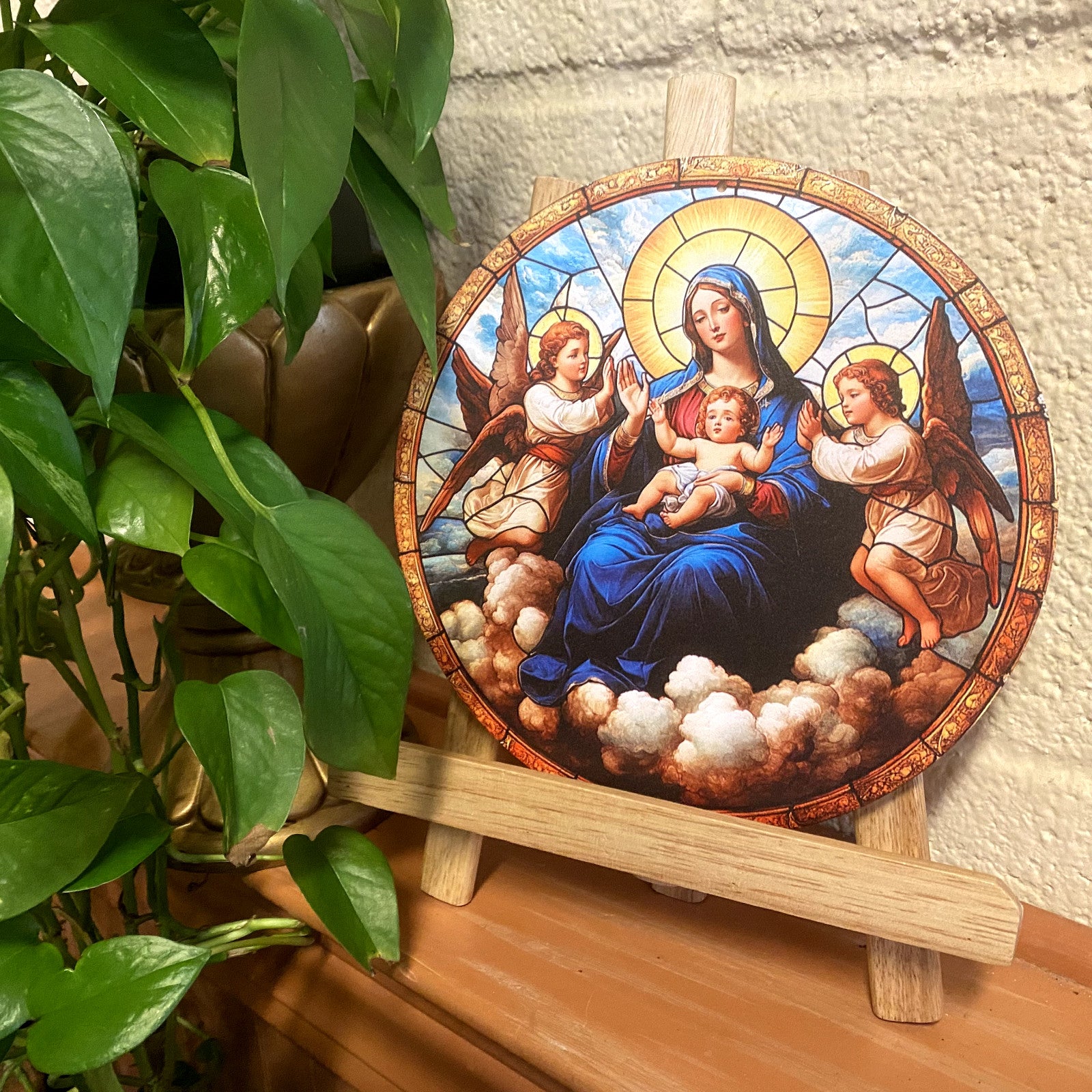 Aluminum 8-inch Christian religious wall art featuring an angel Mother image, from Bob and Penny Lord Journeys of Faith collectibles.
