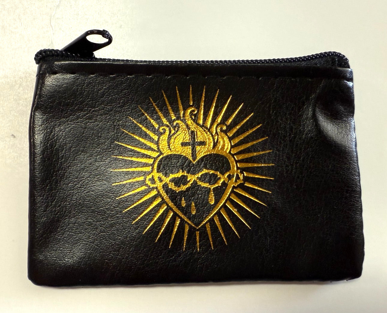 Sacred Heart Black 3" Zip Rosary Pouch, New #AB-329-R2-A - Journeys of Faith