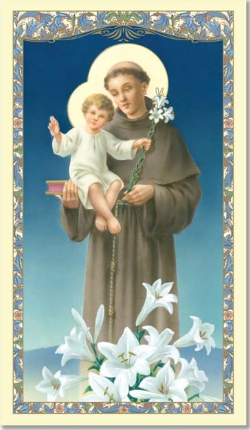Saint Anthony of Padua" Prayer to Recover Lost Things" Laminated New #PCL-61 - Journeys of Faith