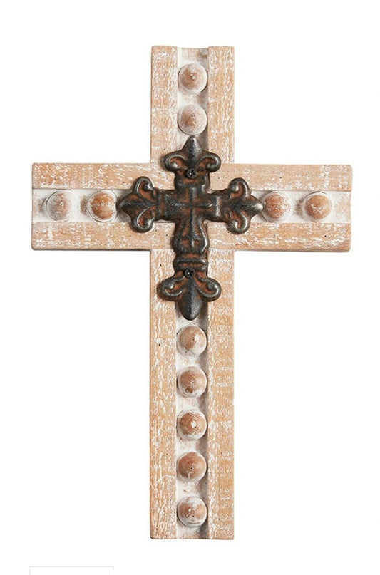 Decorative Roman wood wall cross, 9-inch size, featuring intricate design, perfect for home decor or collectible displays.
