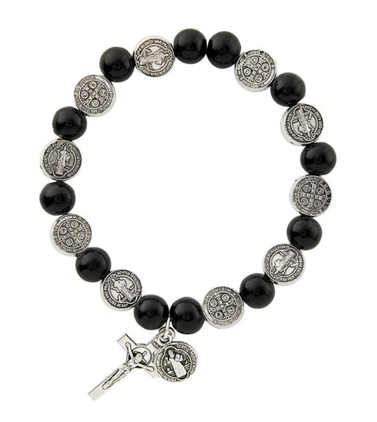 Saint Benedict Black Rosary Bracelet, New #AB-276-R2 Journeys of Faith Collectibles:Religion & Spirituality:Christianity:Jewelry
