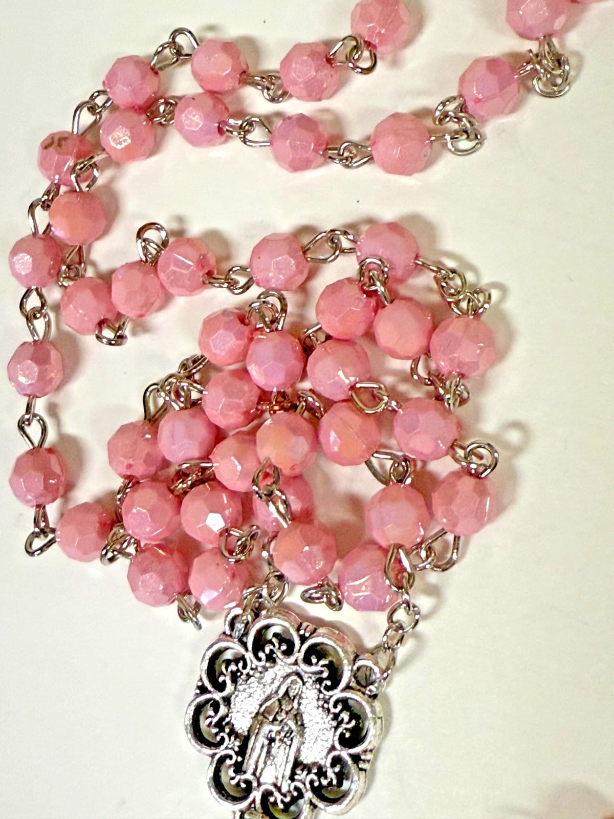Iridescent Light Pink Rosary, New Gftshp-68 Journeys of Faith Collectibles:Religion & Spirituality:Christianity:Rosaries