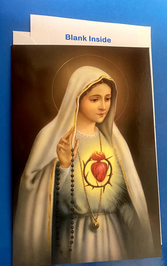 Immaculate Heart of Mary Blank Note Card w/envelope,New #025-1