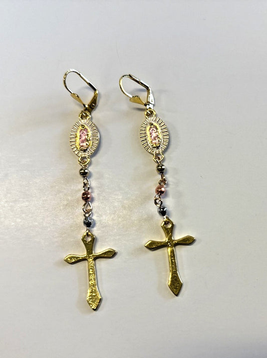 Our Lady of Guadalupe 3.75" Dangle  Earrings, New #AB-382-R2