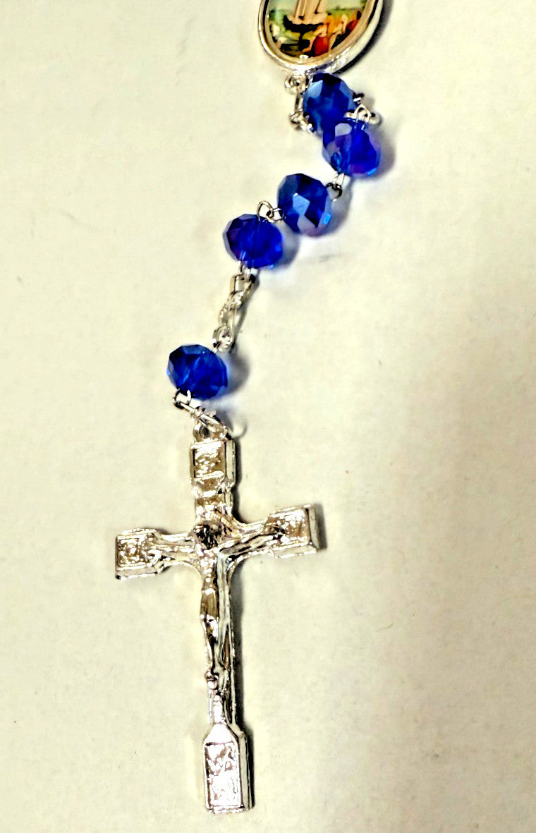 Our Lady of Fatima  Iridescent Blue Rosary, New from Colombia #L061 - Journeys of Faith