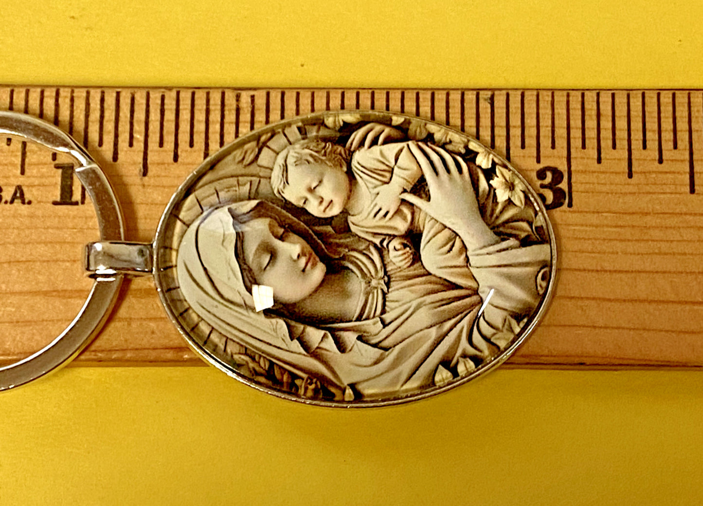 Virgen Mary with Child Silver Tone Keychain, New  #AB-024-3 - Journeys of Faith