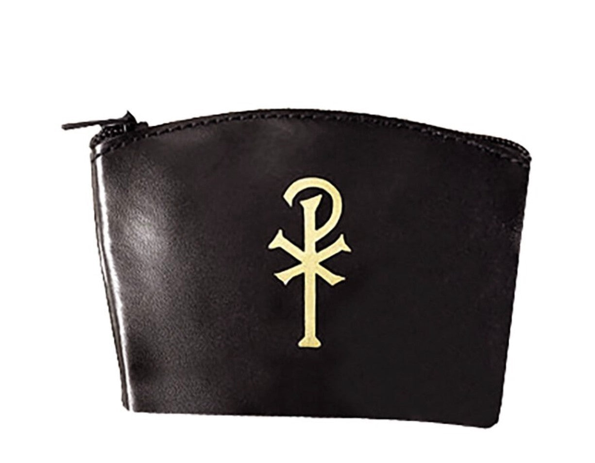 Black 3" Zip Rosary Pouch,  with Chi-Rho  Inscription, New #AB-293-R2 - Journeys of Faith