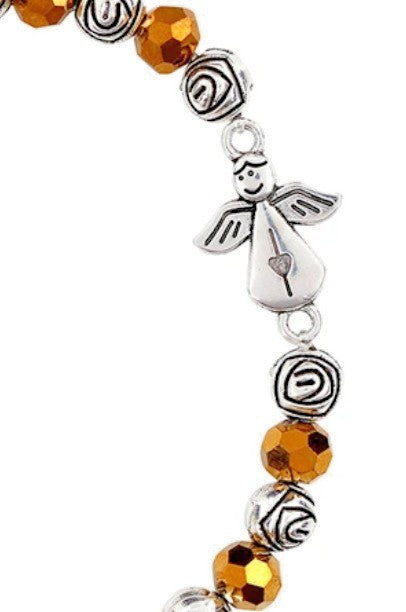 Angel with Gold  Rose Beads Bracelet, New #Gftshp-275 - Journeys of Faith