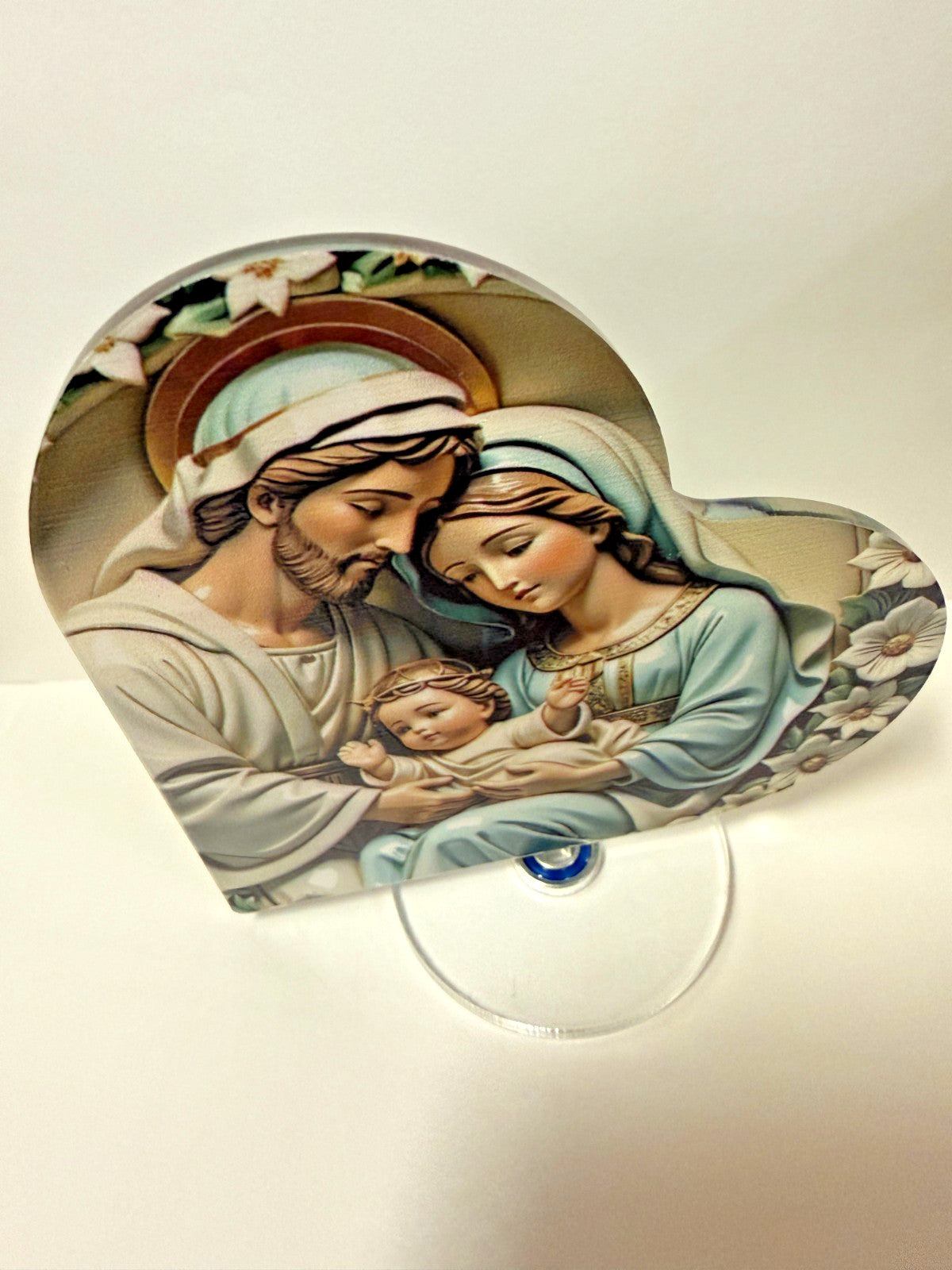 Holy Family Small Heart Acrylic Image, New #Gftshp-240