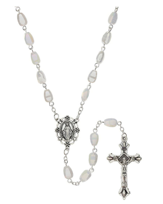 Iridescent White Crystal Miraculous Medal Rosary, New Gftshp-159 Journeys of Faith Collectibles:Religion & Spirituality:Christianity:Rosaries